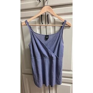Eileen Fisher Medium Top Sleeveless Purple Faux Wrap Italian Yarn Women's Blouse